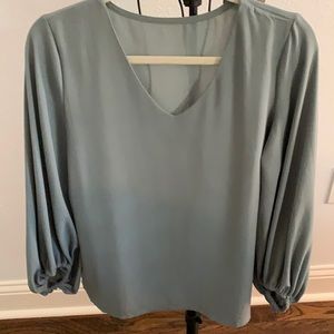 SZ SM blue v neck blouse